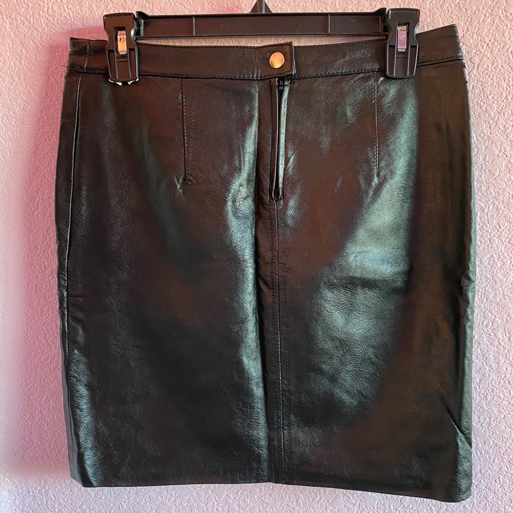 H&M black leather mini skirt